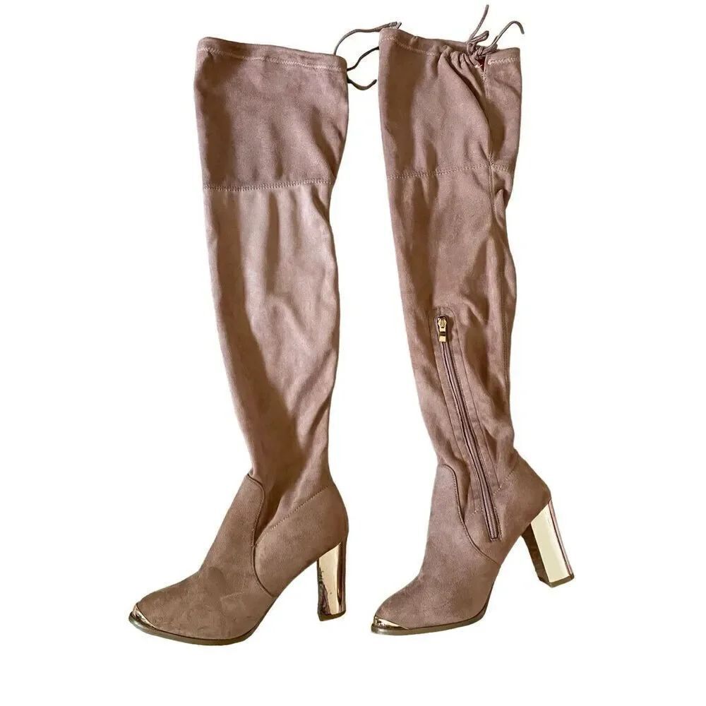 Catherine Malandrino Thigh High Boots Blush Gold Sz 8.5